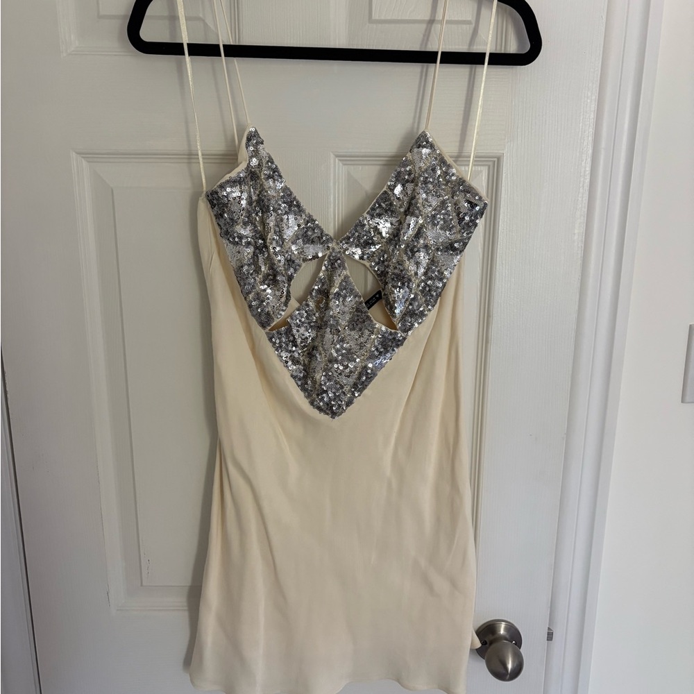 Zara sequin cut out mini dress